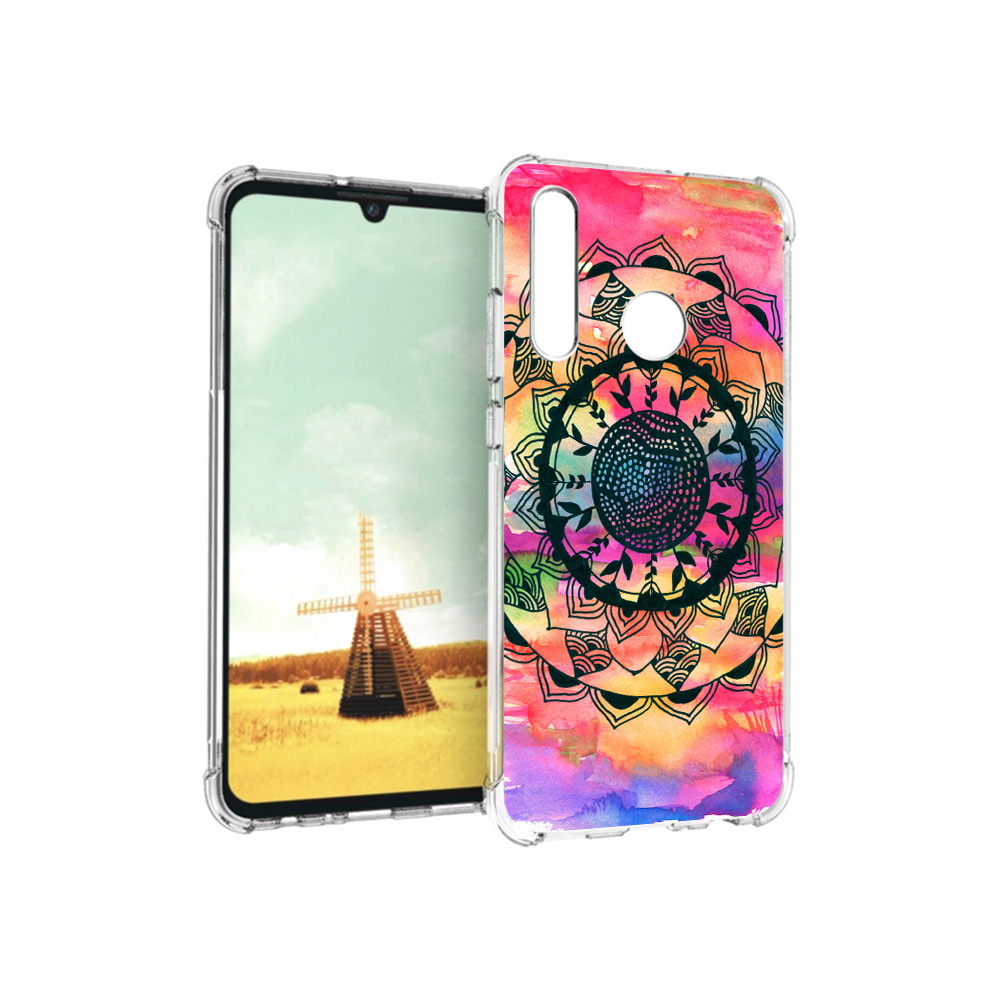 

Чехол MyPads Tocco для Huawei P Smart+ яркая абстракция круглый цветок, Прозрачный, Tocco