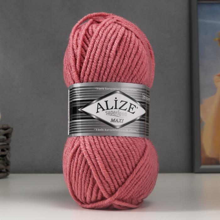 

Пряжа Alize Superlana Maxi 75% акрил, 25% шерсть 100м/100гр 204 ант.роза, Розовый