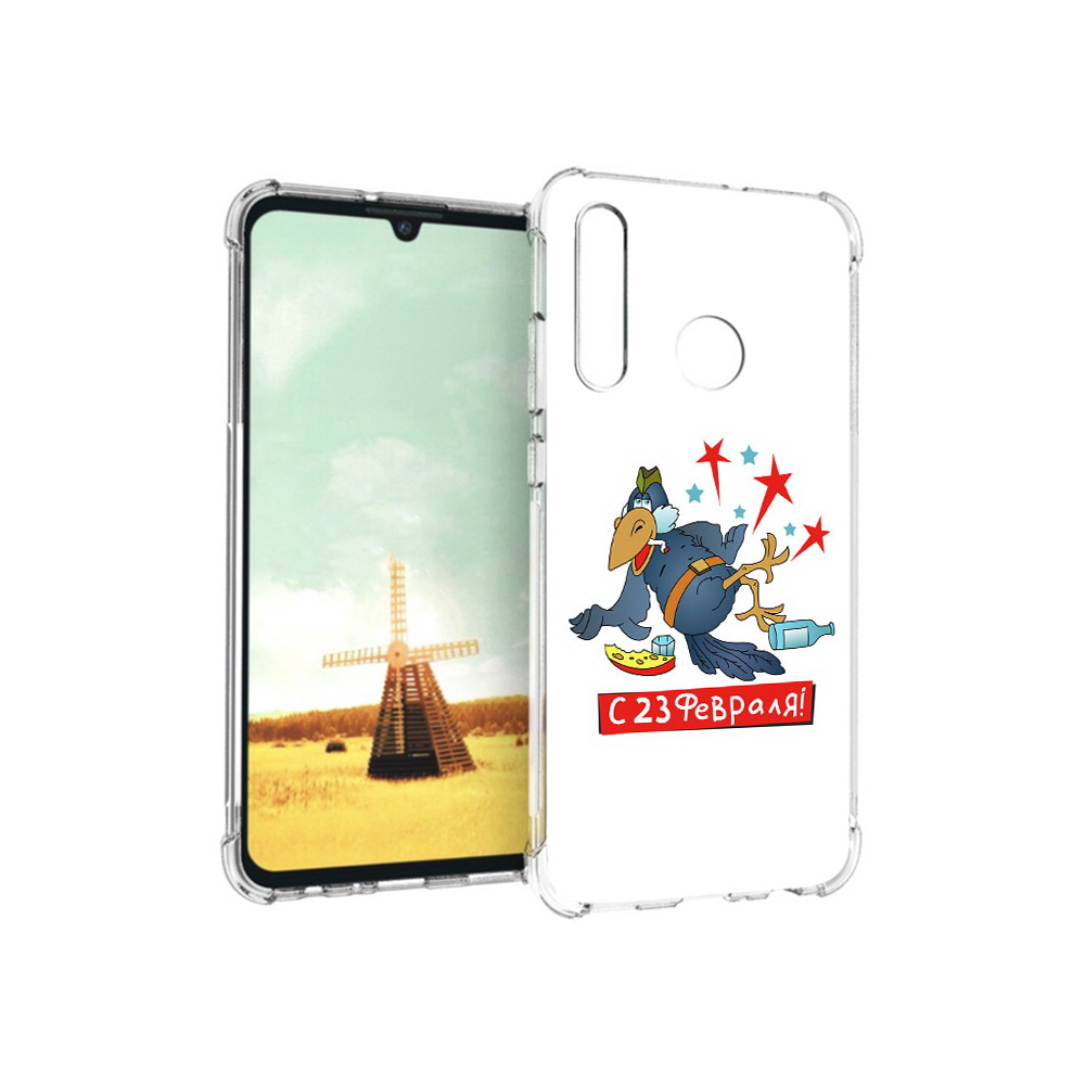 

Чехол MyPads Tocco для Huawei P Smart+ 23 февраля веселая птица, Прозрачный, Tocco
