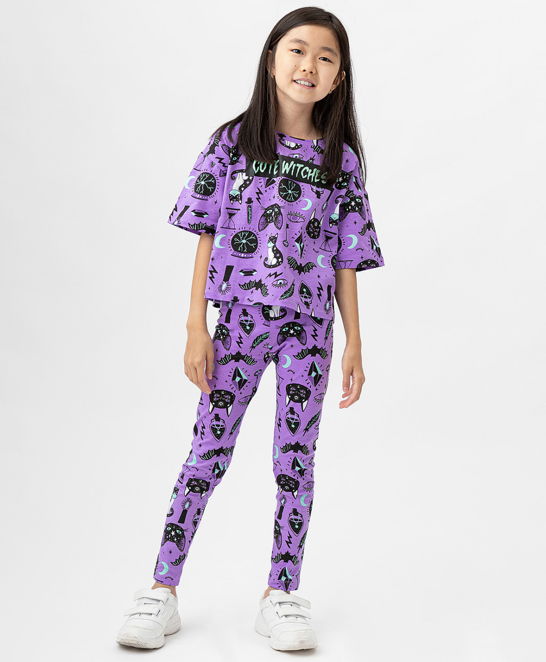 

Леггинсы с принтом фиолетовые Button Blue 222BBGF13013113 р.128, 222BBGF13013113