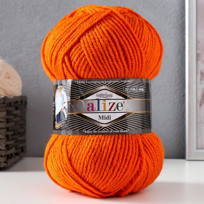 

Пряжа Alize Superlana midi 25% шерсть, 75% акрил 170м/100гр 225, Оранжевый