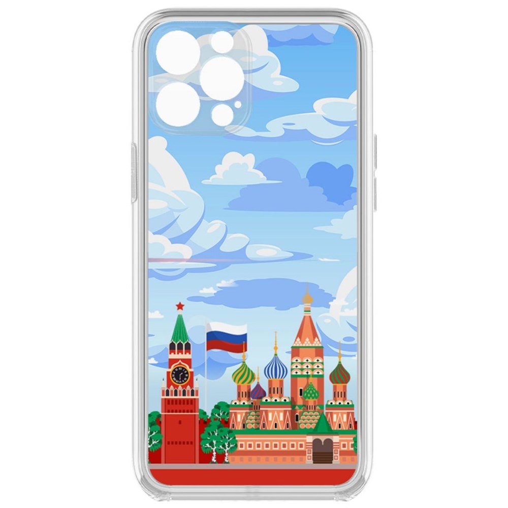 

Чехол-накладка Krutoff Clear Case Красная Площадь для iPhone 12 Pro с защитой камеры, Прозрачный
