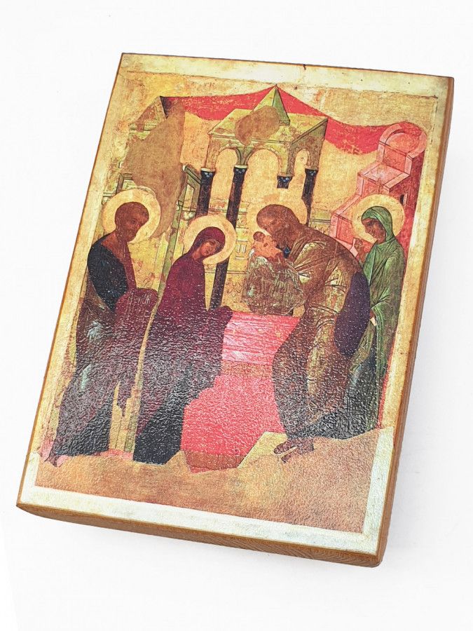 

Икона Сретение (Сретенье) Господне (Рублев 15 век), под старину, 20х28 см