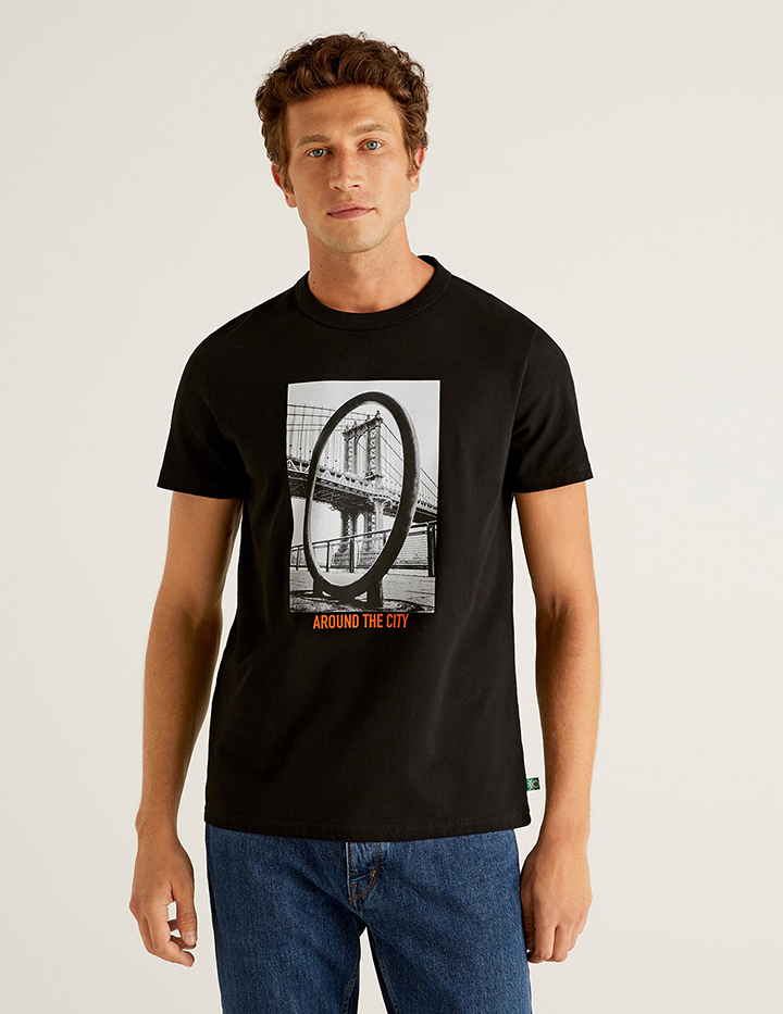 

Футболка мужская United Colors of Benetton 21A_3MI5J1AI6 черная M