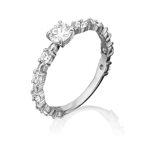 Кольцо помолвочное из серебра р. 18 PLATINA jewelry 01-5364-00-401-0200-69, фианит