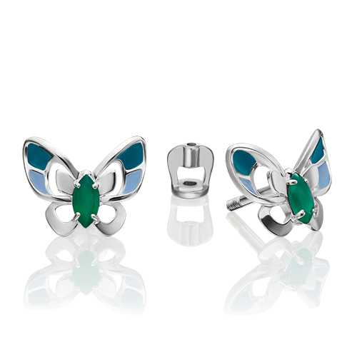 

Серьги из серебра с халцедоном/эмалью PLATINA jewelry 02-4635-00-274-0200-68, 02-4635-00-274-0200-68