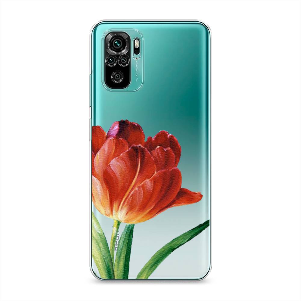 фото Силиконовый чехол "красный тюльпан" на xiaomi redmi note 10 awog