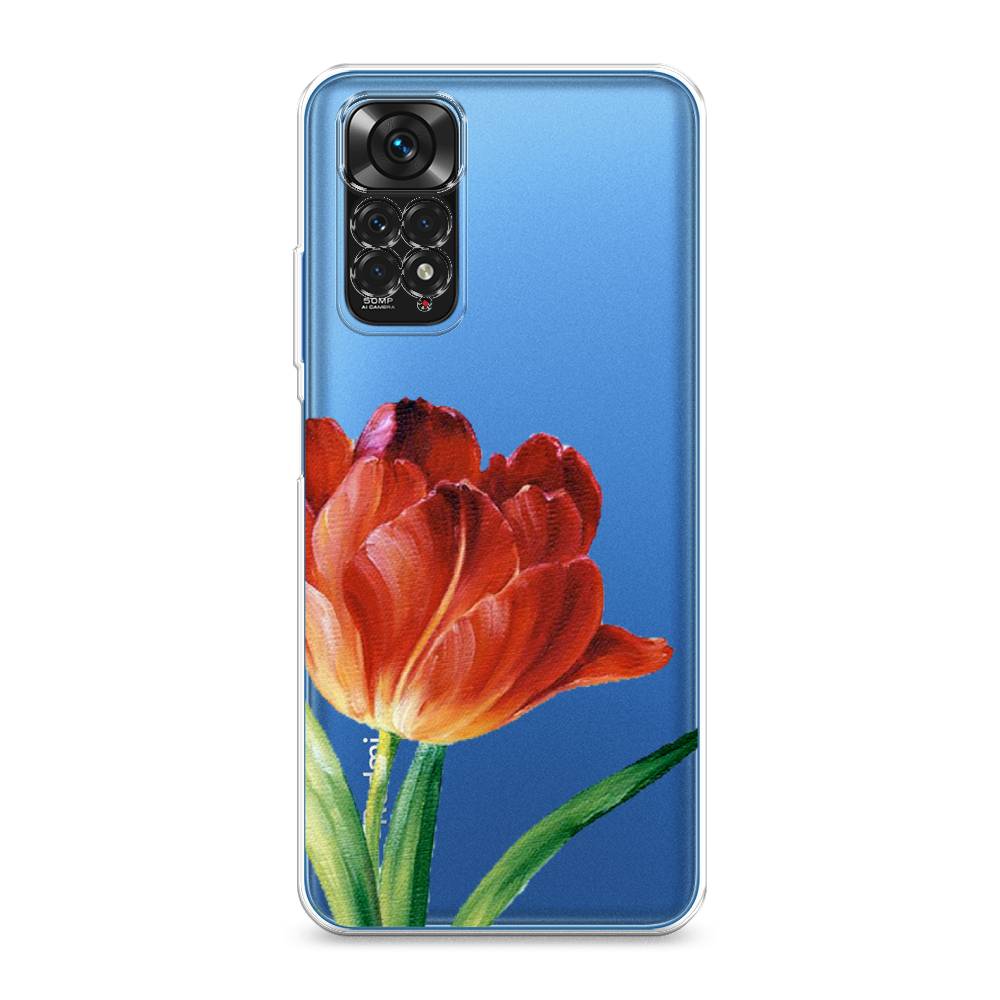 фото Силиконовый чехол "красный тюльпан" на xiaomi redmi note 11 4g global awog