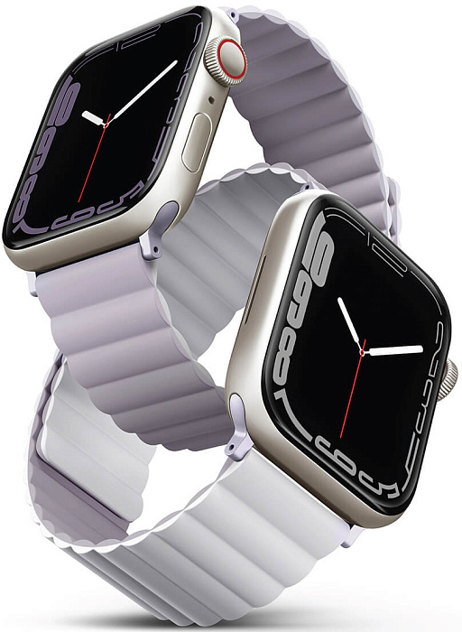 

Ремешок Uniq Revix reversible Magnetic для Apple Watch 42/44/45 mm (Lilac/White), Белый, 45MM-REVLILWHT