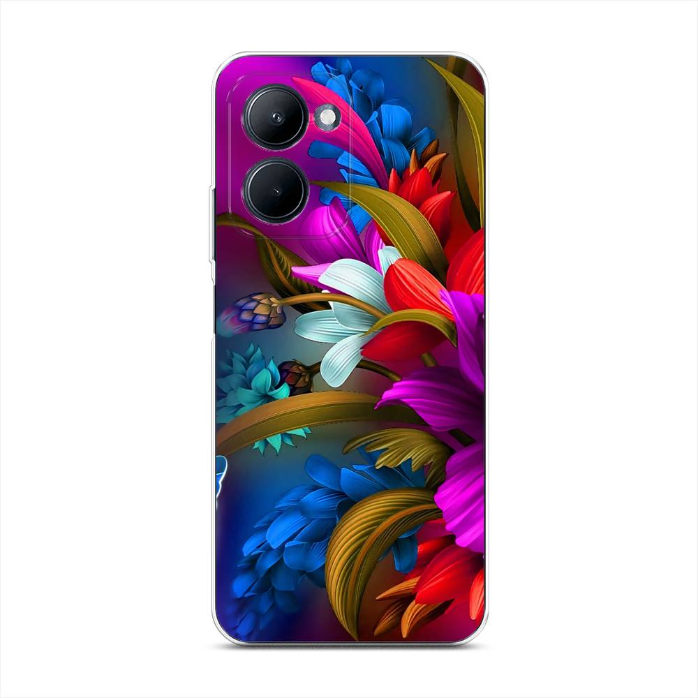 

Чехол для Realme C33 "Фантастические цветы", Фиолетовый;красный;синий, 2511350-2