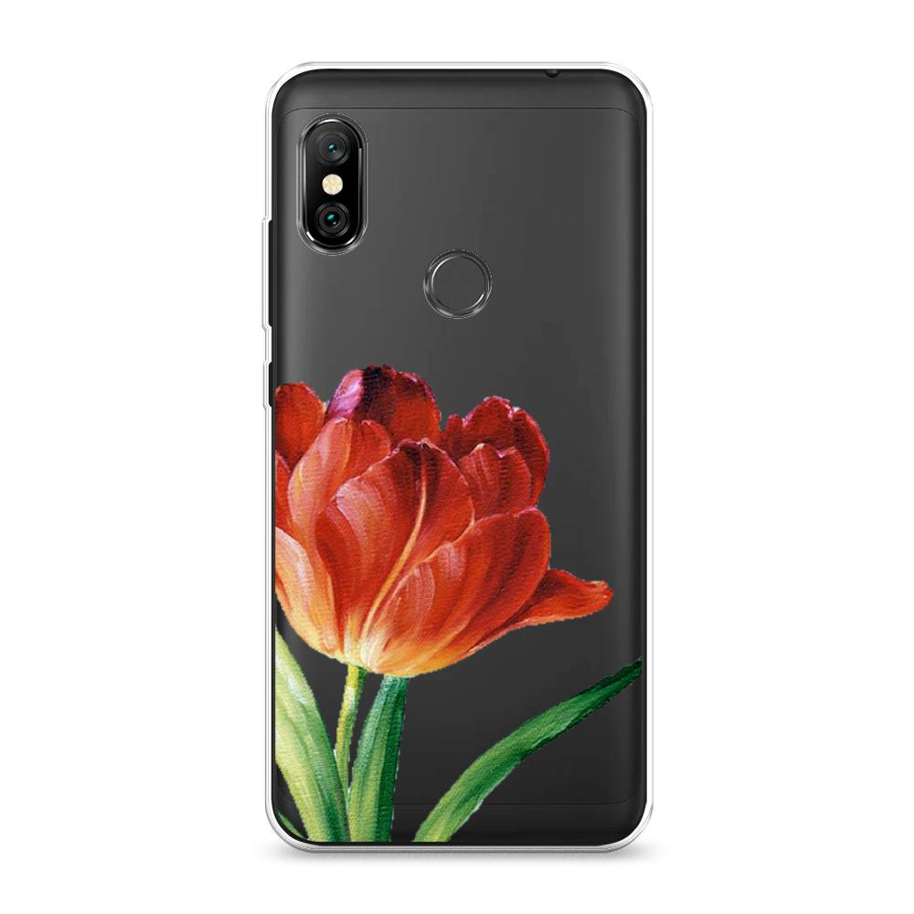 фото Силиконовый чехол "красный тюльпан" на xiaomi redmi note 6 pro awog