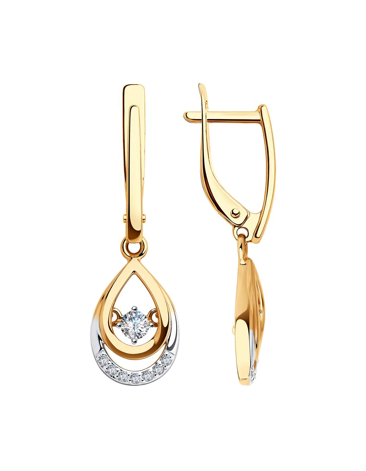 

Серьги подвески из золота TEO MAORI 928236, фианит, 928236