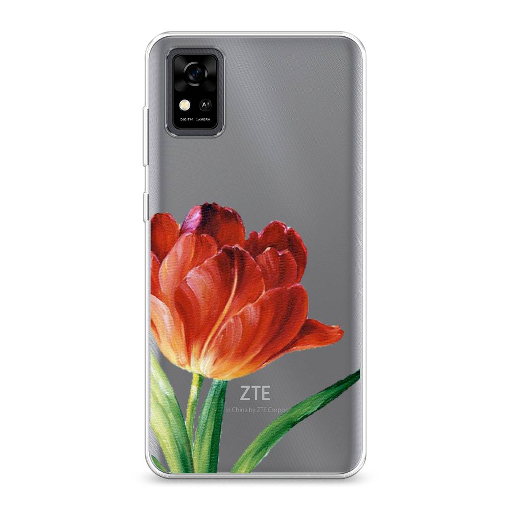 фото Силиконовый чехол "красный тюльпан" на zte blade a31 awog