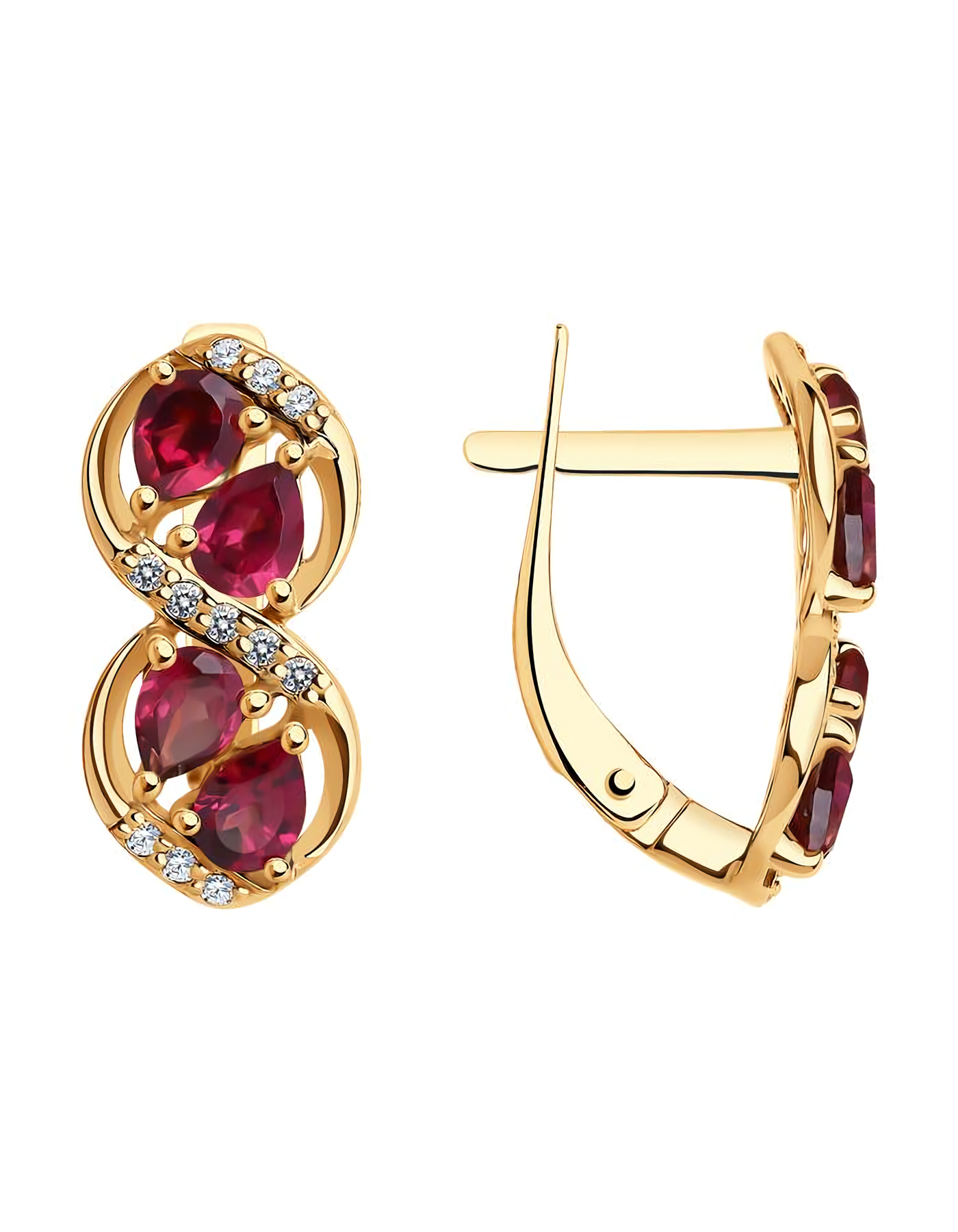 

Серьги из золота TEO MAORI 9728461, родолит/фианит, 9728461