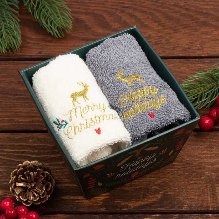 

Набор полотенец "Merry christmas" 30х60 см-2шт, 100% хлопок 340 г/м2