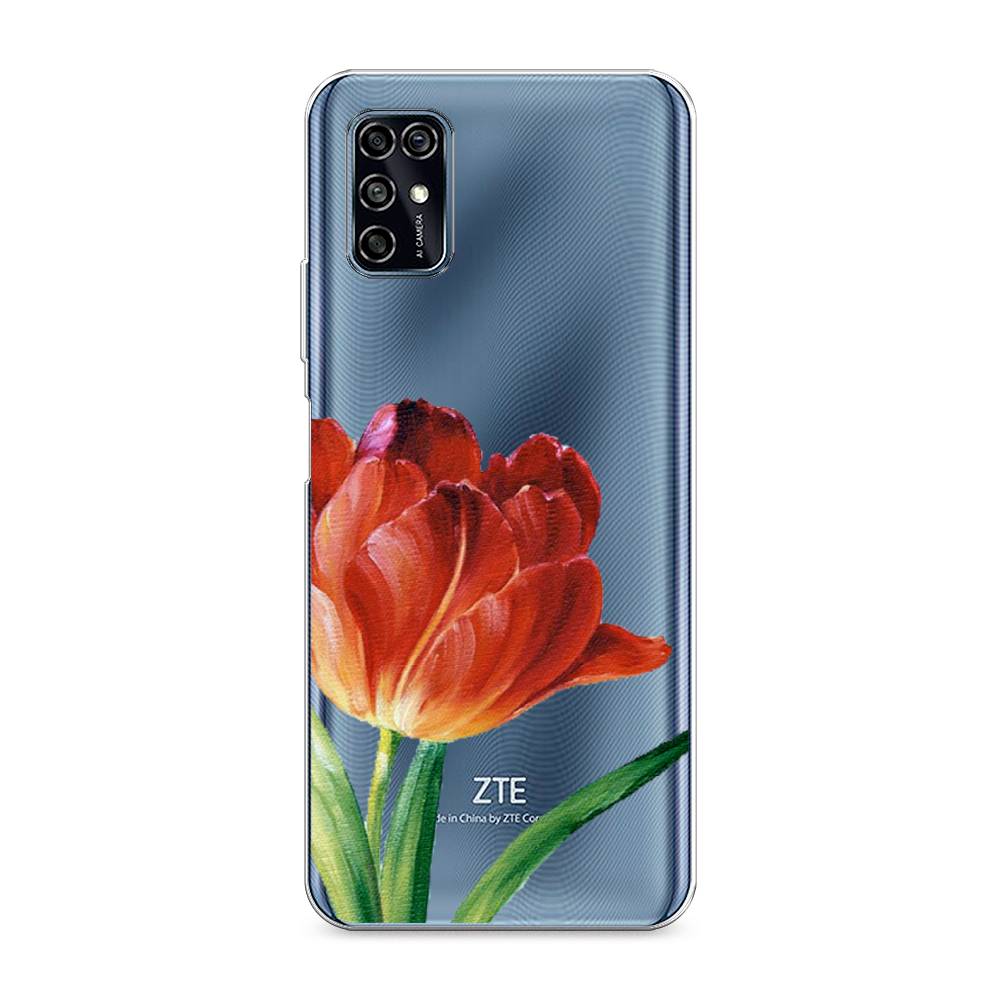 фото Силиконовый чехол "красный тюльпан" на zte blade v2020 smart awog