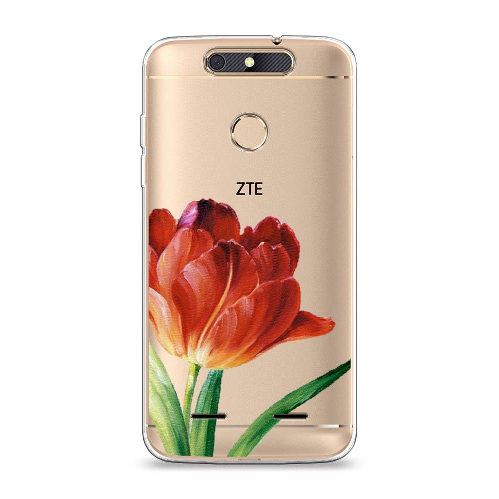 фото Силиконовый чехол "красный тюльпан" на zte blade v8 mini awog
