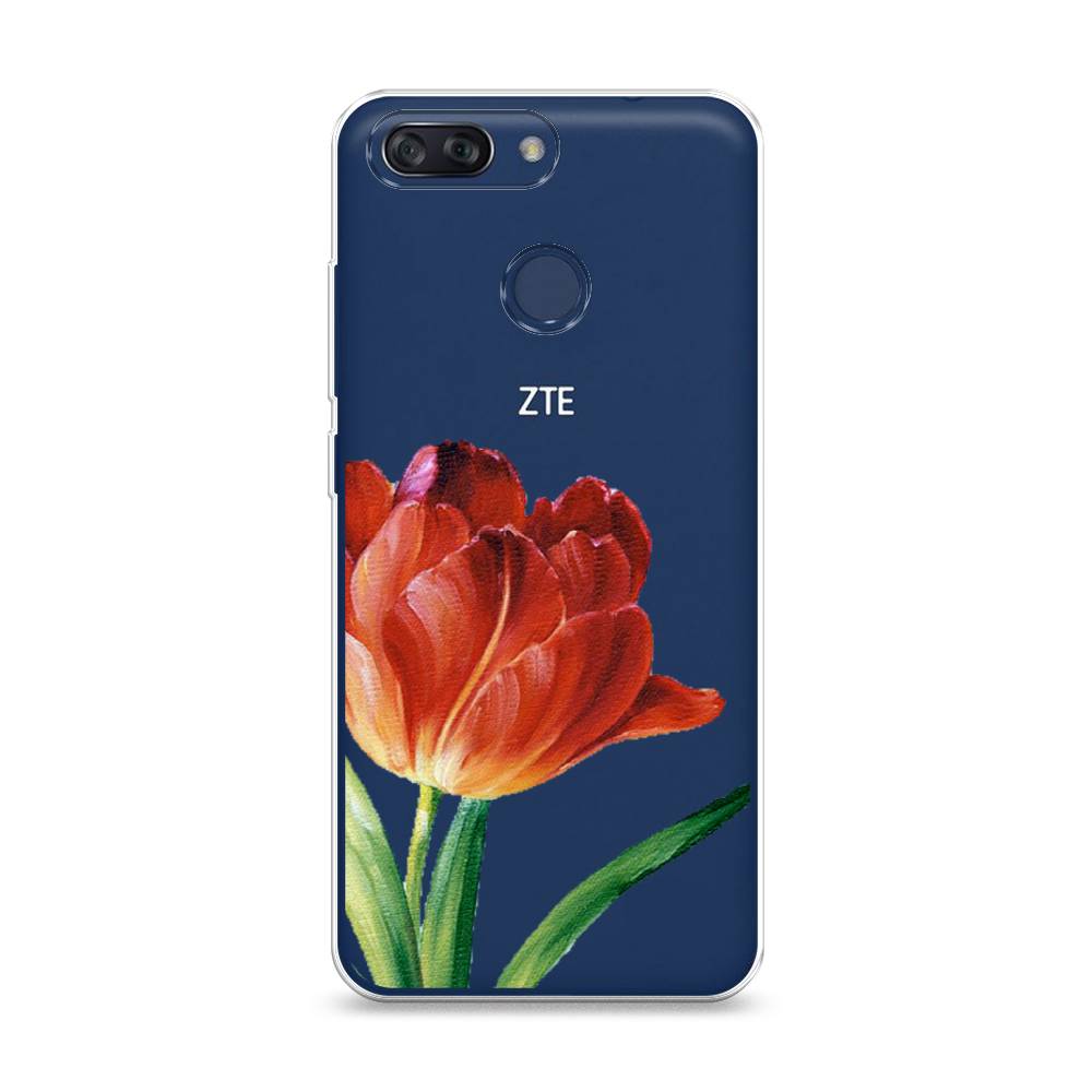 фото Силиконовый чехол "красный тюльпан" на zte blade v9 vita awog