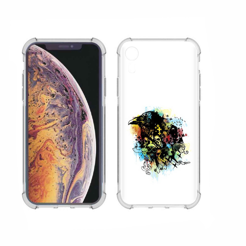 

Чехол MyPads Tocco для Apple iPhone XR ворон и черепа, Прозрачный, Tocco