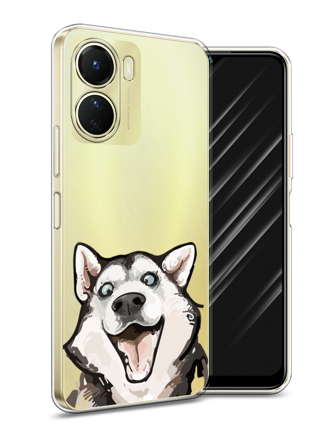 

Чехол Awog на Vivo Y16 "Радостный хаски", Белый;голубой;черный, 267850-1