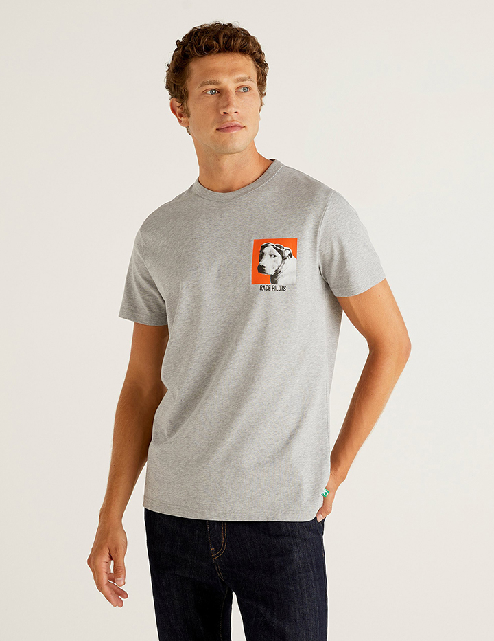 

Футболка мужская United Colors of Benetton 21A_3MI5J1AI6 серая L