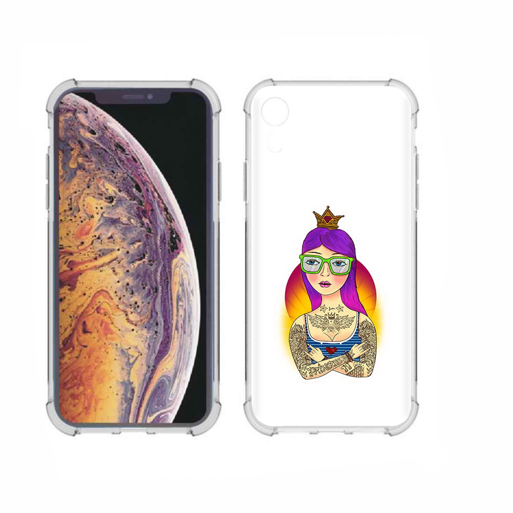 

Чехол MyPads Tocco для Apple iPhone XR девушка в татуировках с короной, Прозрачный, Tocco