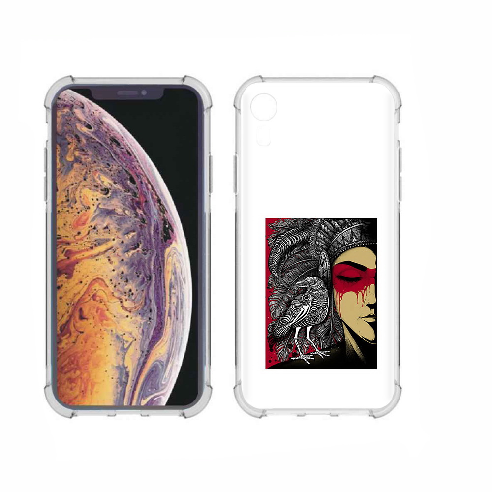 

Чехол MyPads Tocco для Apple iPhone XR девушка с вороном в абстракции, Прозрачный, Tocco