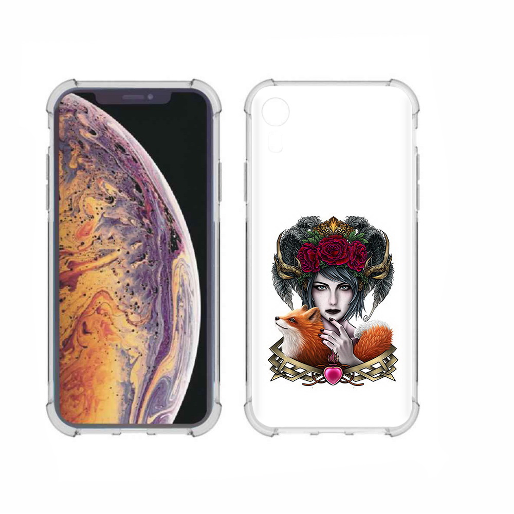 

Чехол MyPads Tocco для Apple iPhone XR девушка с лисой, Прозрачный, Tocco