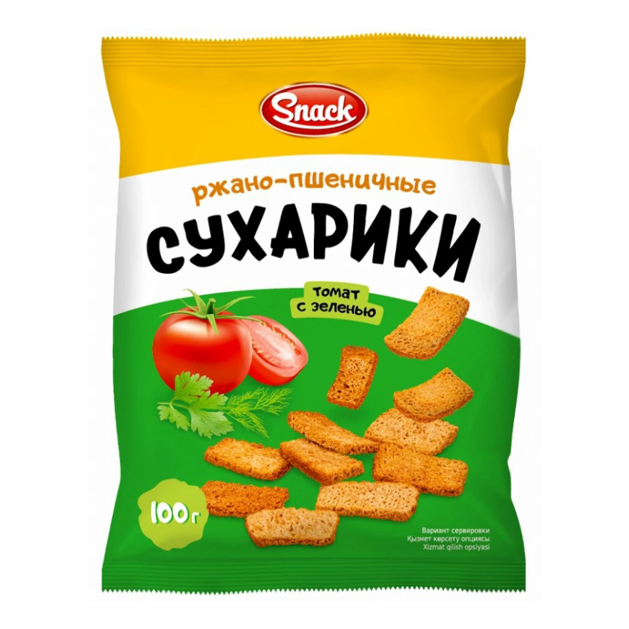 

Сухарики ржано-пшеничные Snack с томатом и зеленью 100 г