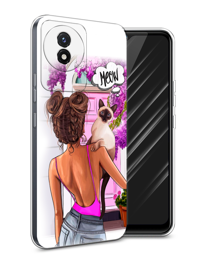 

Чехол Awog на Vivo Y02 "Девушка с кошкой", Розовый;коричневый, 268150-1