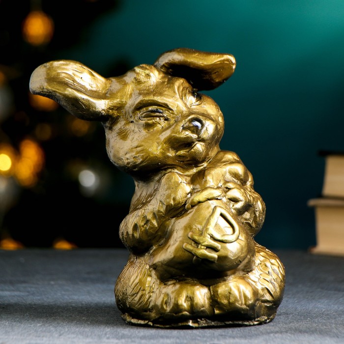 

Копилка "Заяц с мешком" бронзовый, 18х13см