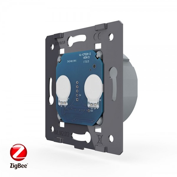 

VL-C702Z Двухклавишный сенсорный выключатель Livolo ZigBee (механизм), Двухклавишный сенсорный выключатель Livolo ZigBee (механизм)