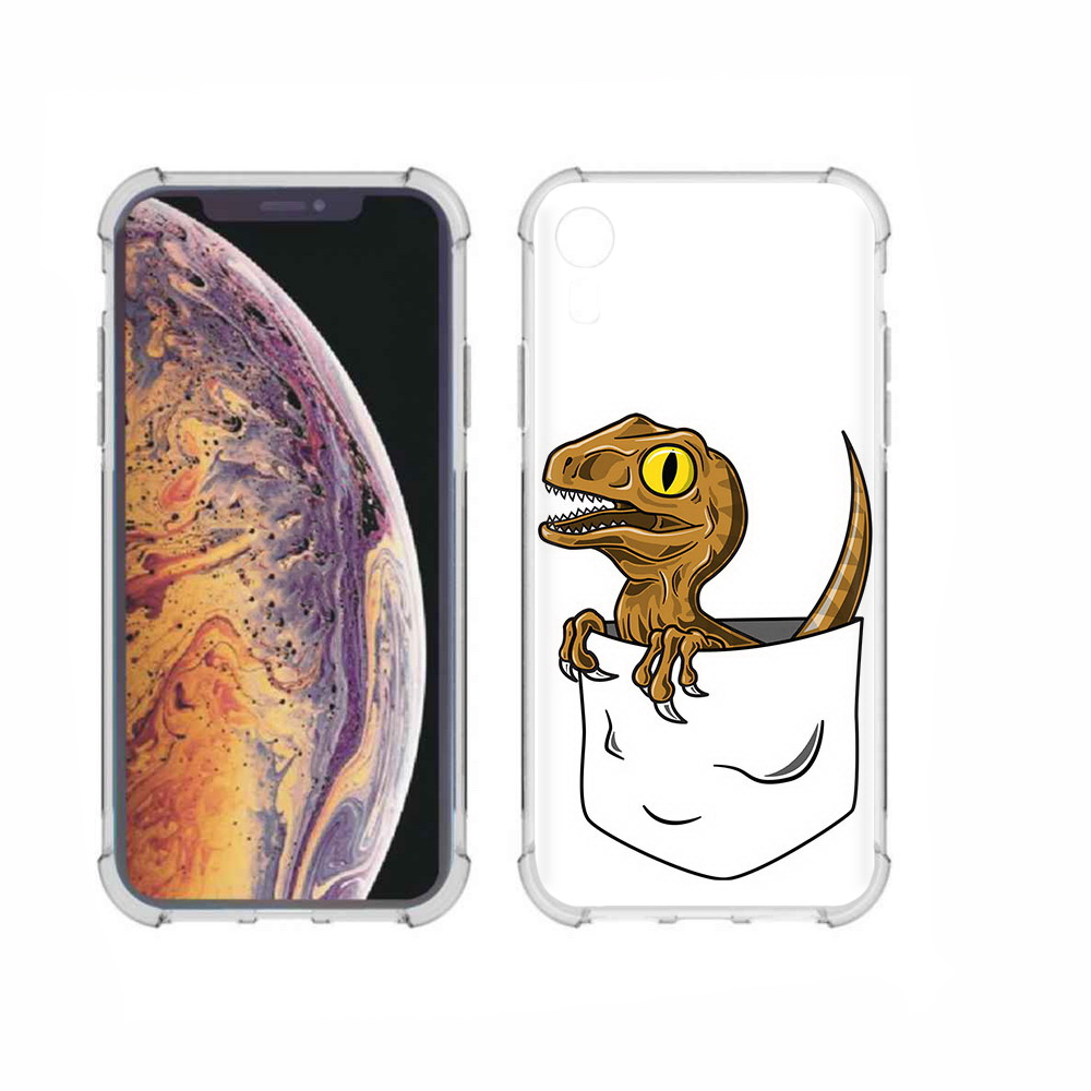 

Чехол MyPads Tocco для Apple iPhone XR динозавр в кармане, Прозрачный, Tocco