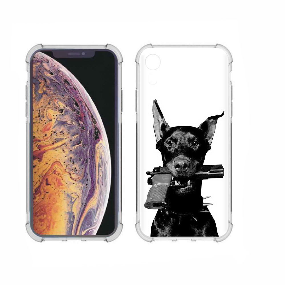 

Чехол MyPads Tocco для Apple iPhone XR доберман с пистолетом, Прозрачный, Tocco