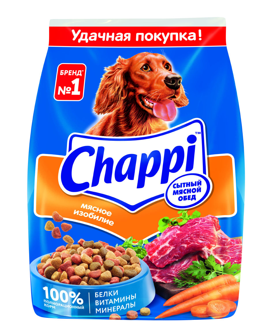 фото Сухой корм для собак chappi сытный мясной обед, мясное изобилие с овощами и травами, 600г