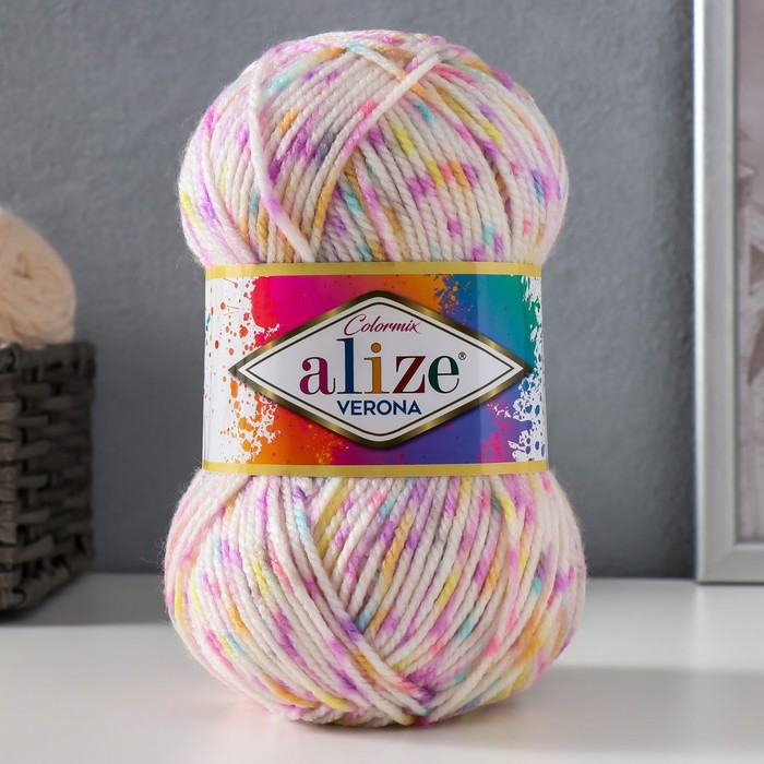 

Пряжа Alize Verona 100% акрил 210м/100гр 7695, Разноцветный