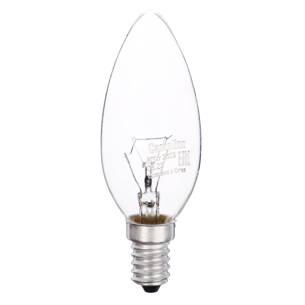

Лампа накаливания Camelion MIC с прозрачной колбой, 60/B/CL/E14, свеча, 10штук