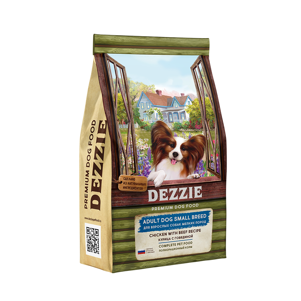 Сухой корм для собак мелких пород DEZZIE Small Breed Премиум, Курица с Говядиной, 800 г