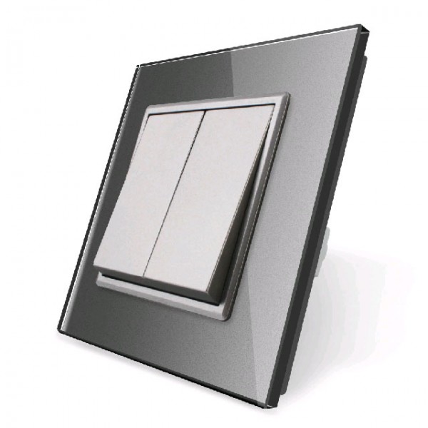 

Механический выключатель Livolo 2 клавиши Серый VL-C7K2-15 Ливолотач, Механический выключатель Livolo 2 клавиши Серый