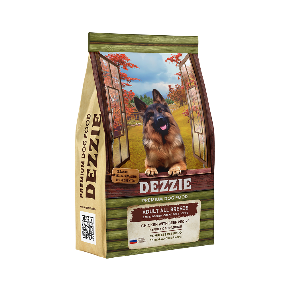 Сухой корм для собак всех пород DEZZIE All Breed Премиум, Курица с Говядиной, 800 г