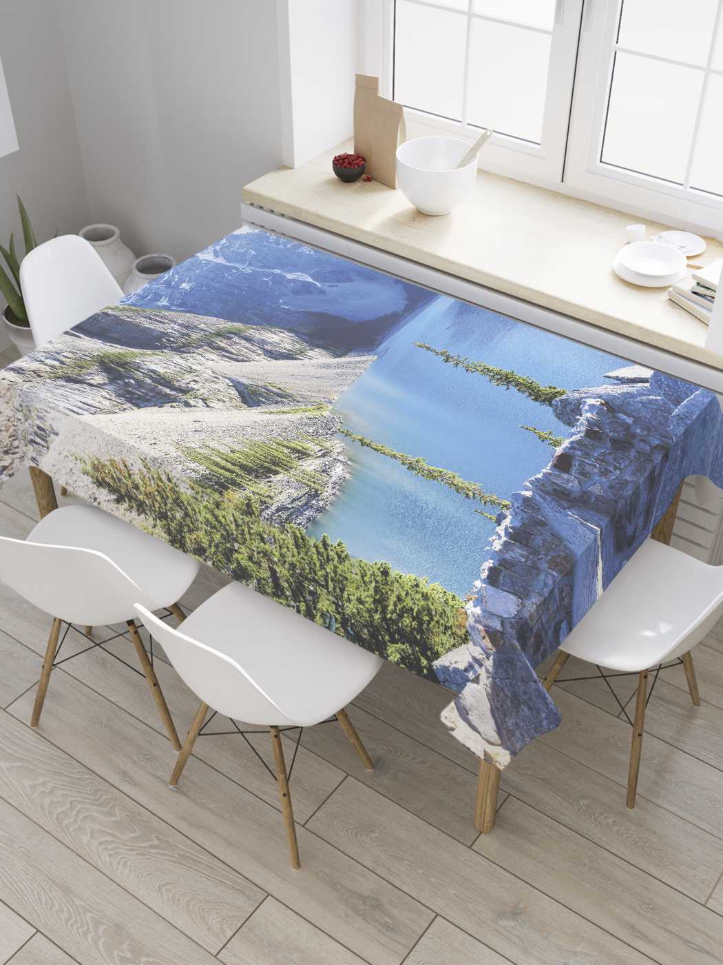 

Скатерть прямоугольная JoyArty "Ледниковое озеро" из сатена, 180x145 см, Голубой, Ледниковое озеро
