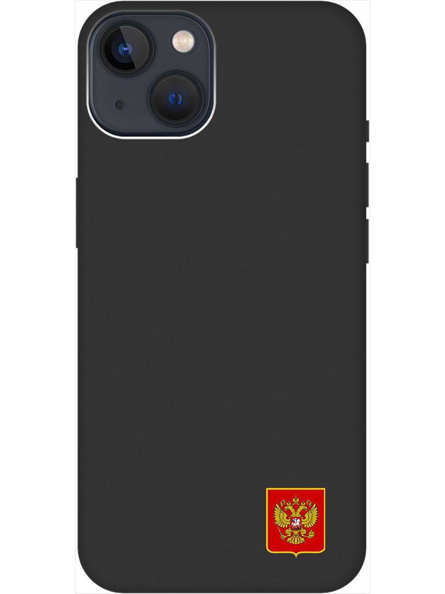 

Силиконовый чехол на Apple iPhone 14 с Гербом России, Soft Touch черный, 20000133