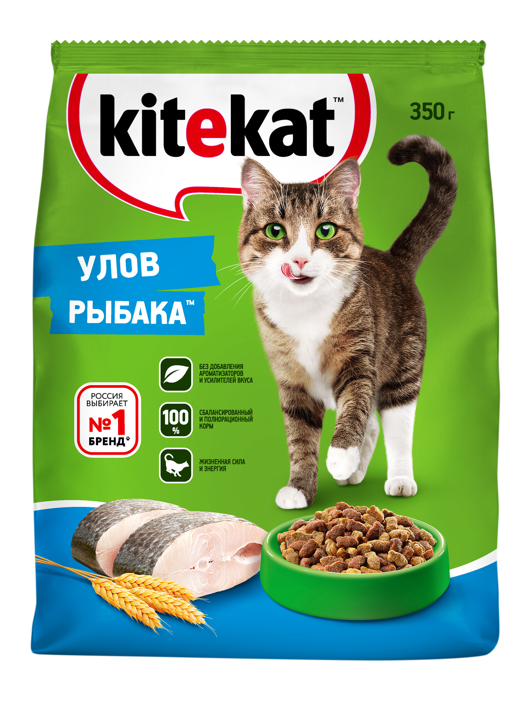 фото Сухой корм для кошек kitekat, улов рыбака, 0,35кг