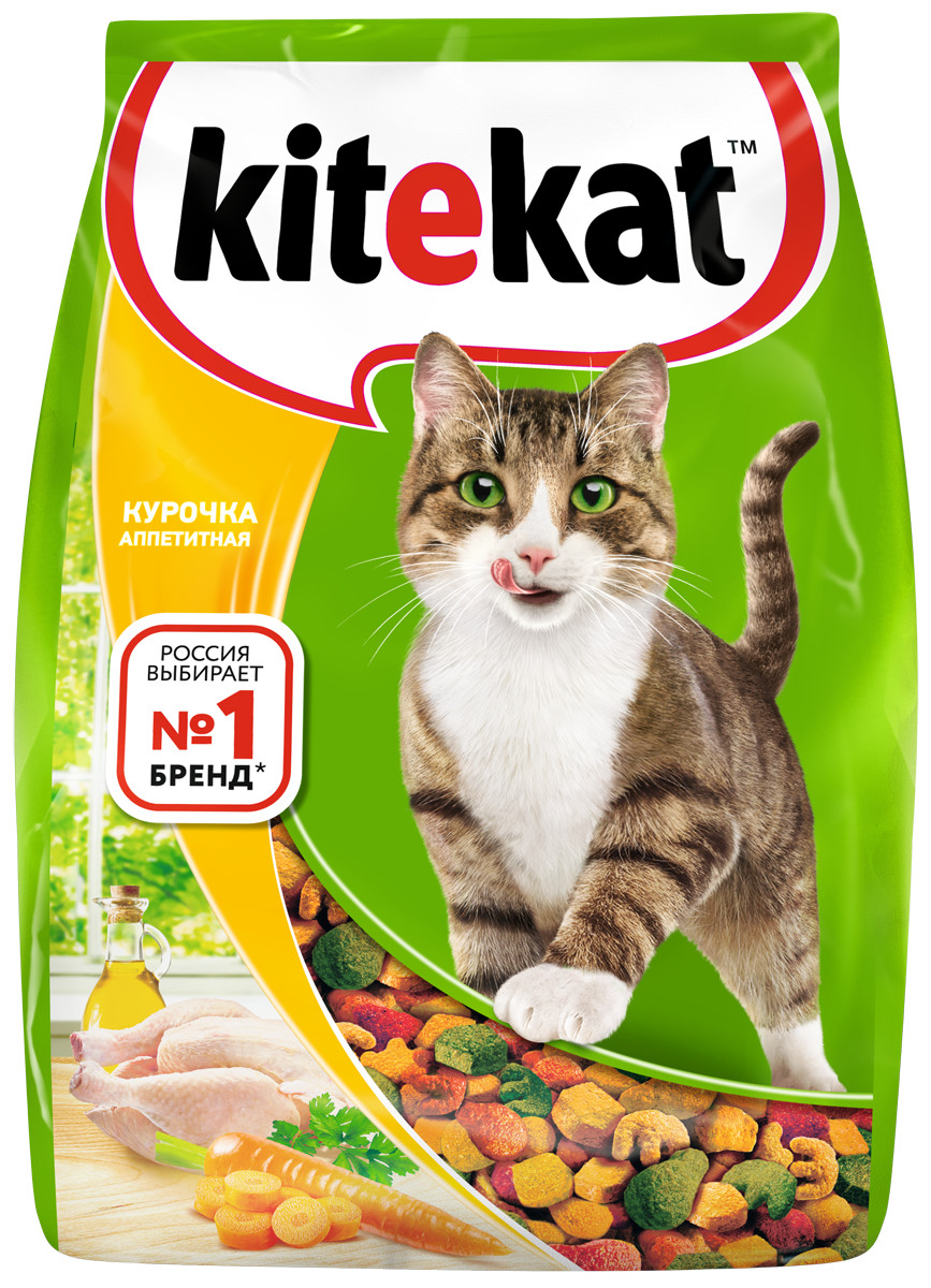 фото Сухой корм для кошек kitekat, аппетитная курочка, 0,8кг