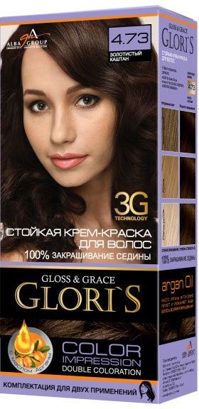 

Стойкая крем-краска для волос Glori`s 4.73 золотистый каштан