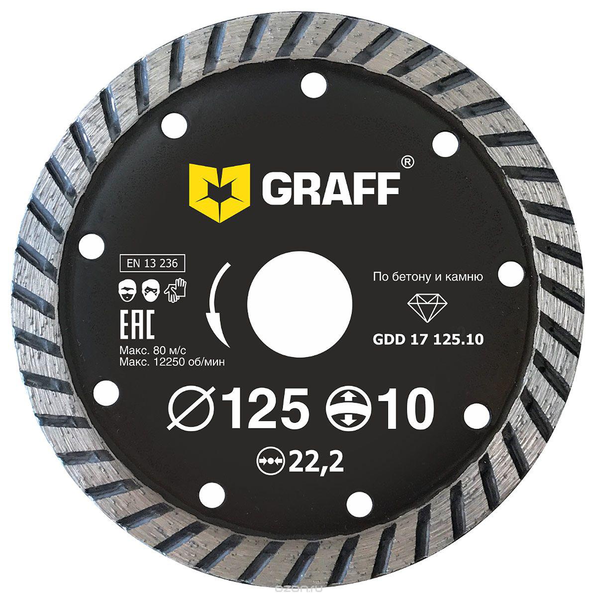 Диск отрезной алмазный GRAFF (GDD 17 125.10) Ф125х22мм по бетону алмазный отрезной диск для угловых шлифмашин fit