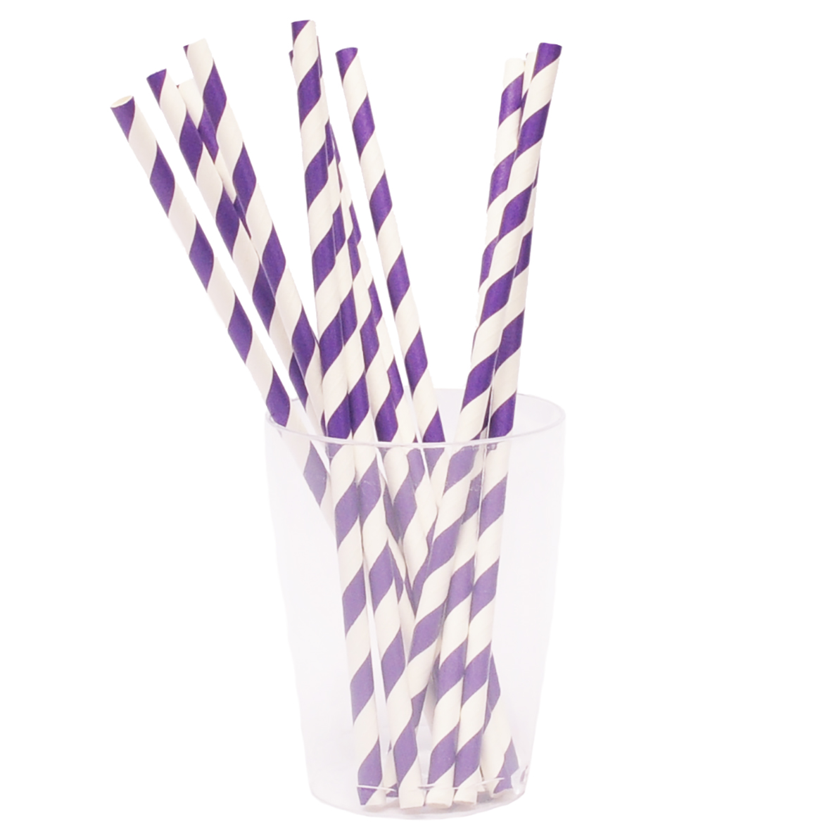 фото Набор трубочек, "фиолетовая полоска", белый, 12 шт, 19,5 см, diligence party dp-strw-09