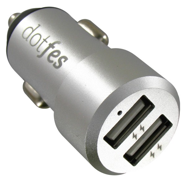 фото Автомобильное зарядное устройство dotfes b03 2xusb, 4.8a, silver