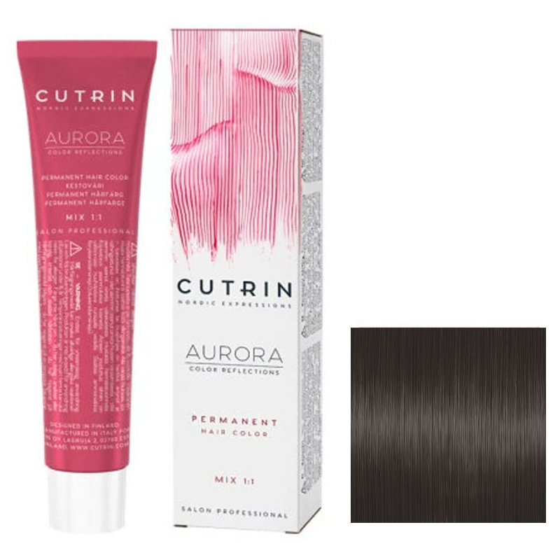 Краска для волос CUTRIN AURORA Permanent Hair Color 4.0 Коричневый 60 мл проявитель cutrin aurora 6% 60 мл
