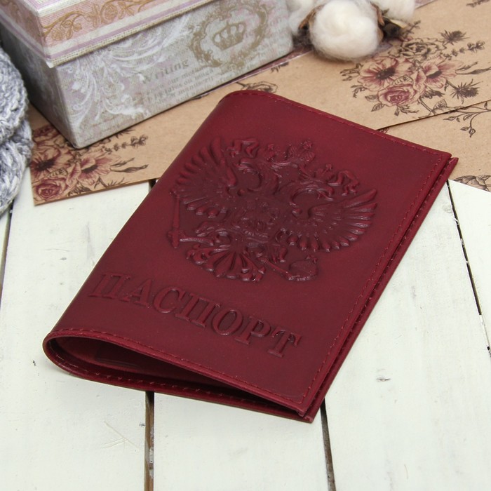 Обложка для паспорта, пулап, цвет бордовый Sima-Land